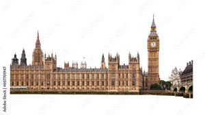 Big Ben in London UK cut out and isolated on transparent white background