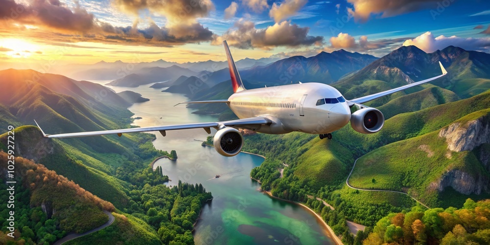 Philippine Airlines Boeing 777-300 in Flight Over Scenic Landscape Capturing the Beauty of Aviation and Travel